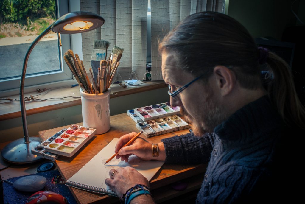 Darren Graham of Ephraim Art Studio At The Painting Desk Drawing
